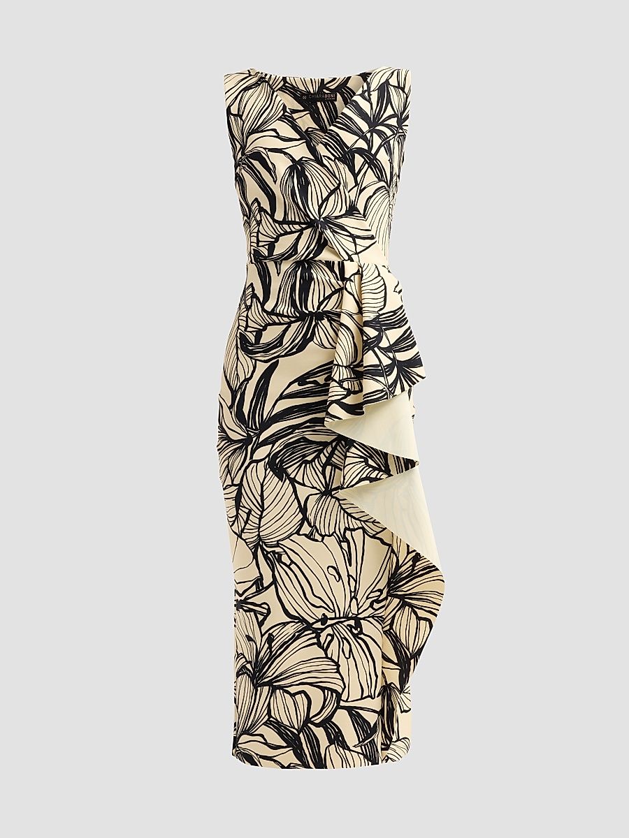 Women's Sayon Ruffled Floral Midi Dress - Anne - Size 10