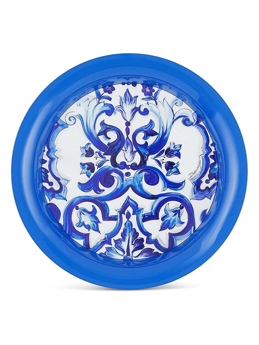 Blue Mediterraneo Decorative Round Tray - Blue