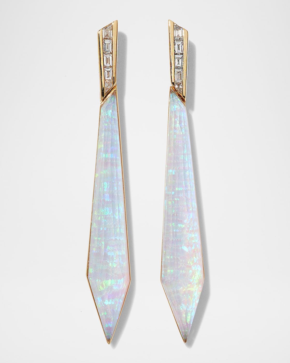 Stiletto Earrings with White Opalescent Quartz
