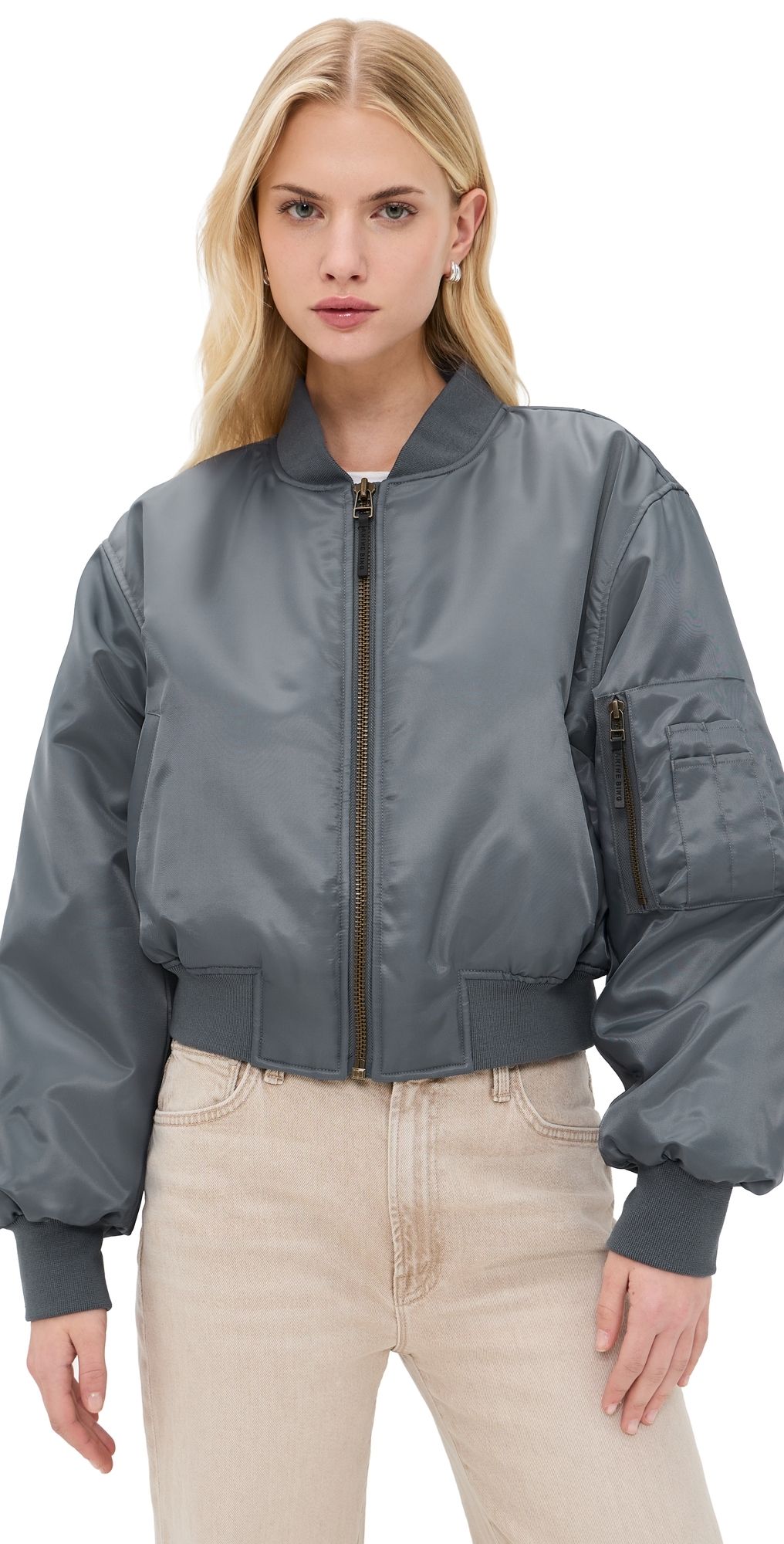 ANINE BING Cropped Leon Bomber Dark Grey M