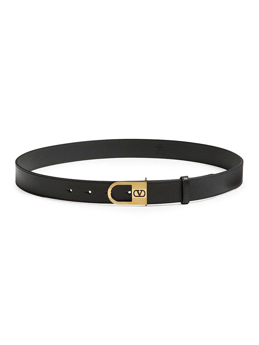 Women's Vlogo Signature Belt in Shiny Calfskin 30 MM - Black - Size Small