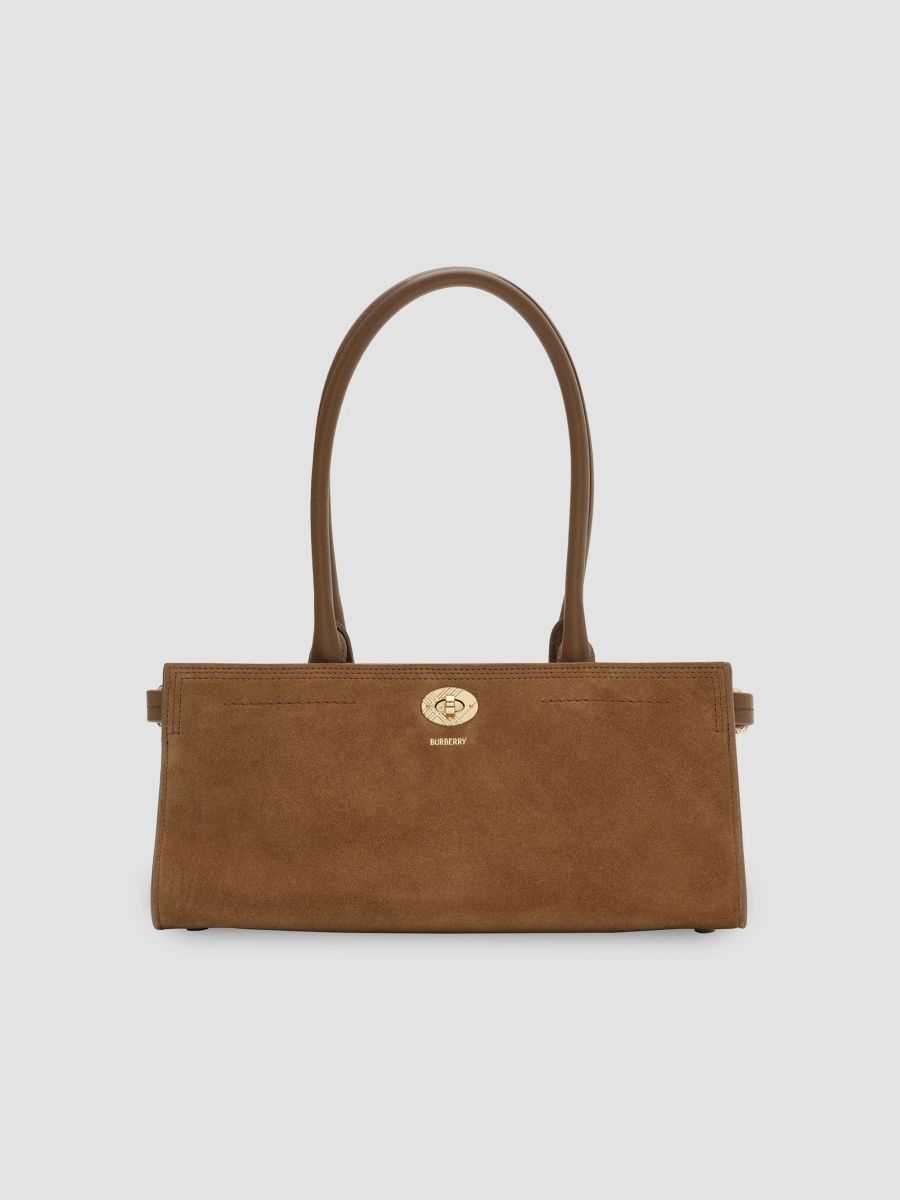 Burberry Women's Cotswolds East-West Suede Tote Bag - Hazel