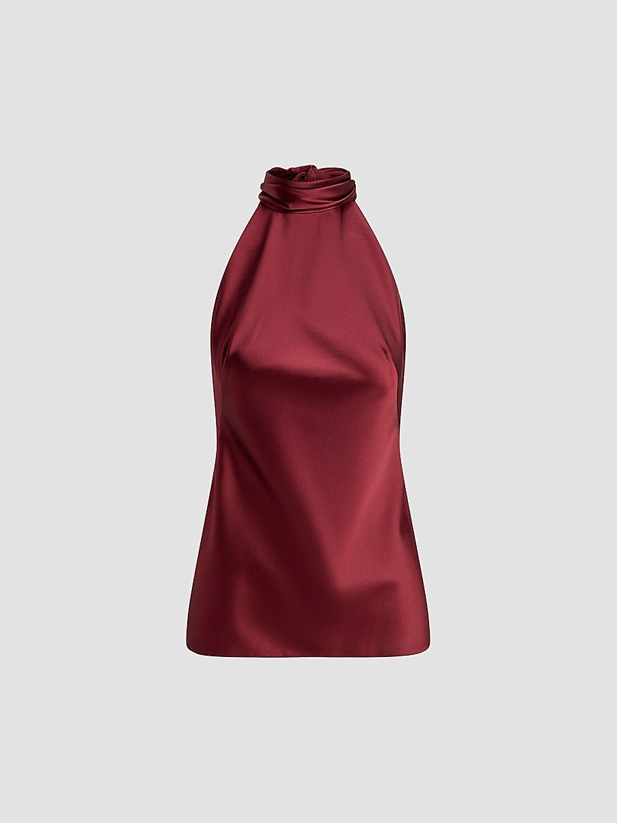 Women's Chilton Satin Halter Blouse - Red - Size 8