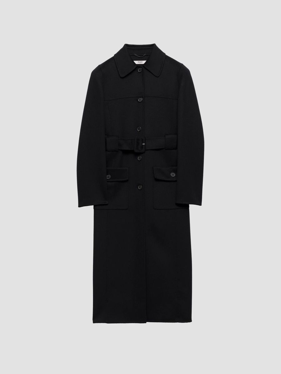Prada Women's Single-Breasted Double Cloth Overcoat - Black - Size 6