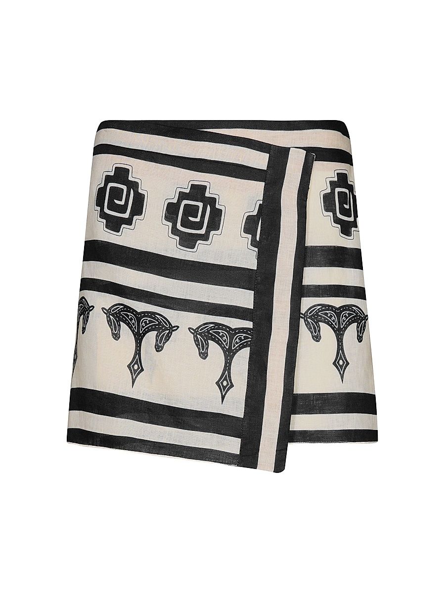 Women's Roots Wrap Skirt - Ecru Black - Size 8