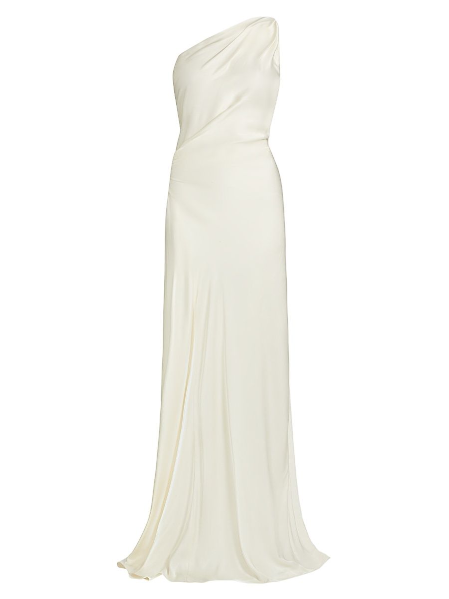 Women's Aster Asymmetric Draped Gown - Cream - Size 8