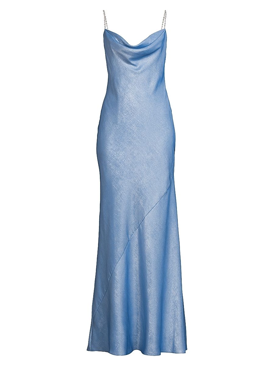Women's Lola Foiled A-Line Gown - Azure Blue - Size 12