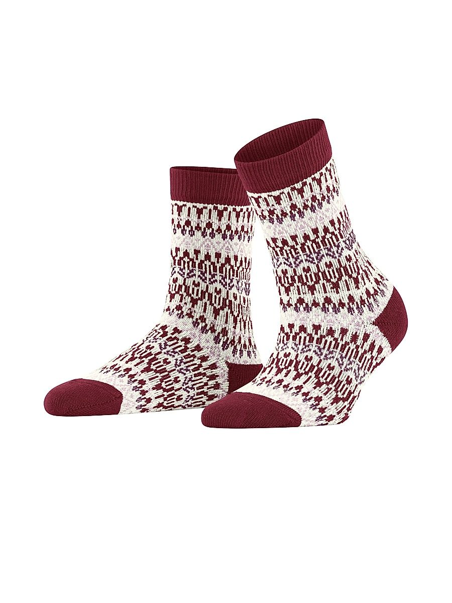 Falke Women's Christmas Eve Fair Isle-Inspired Crew Socks - Scarlet - Size 8