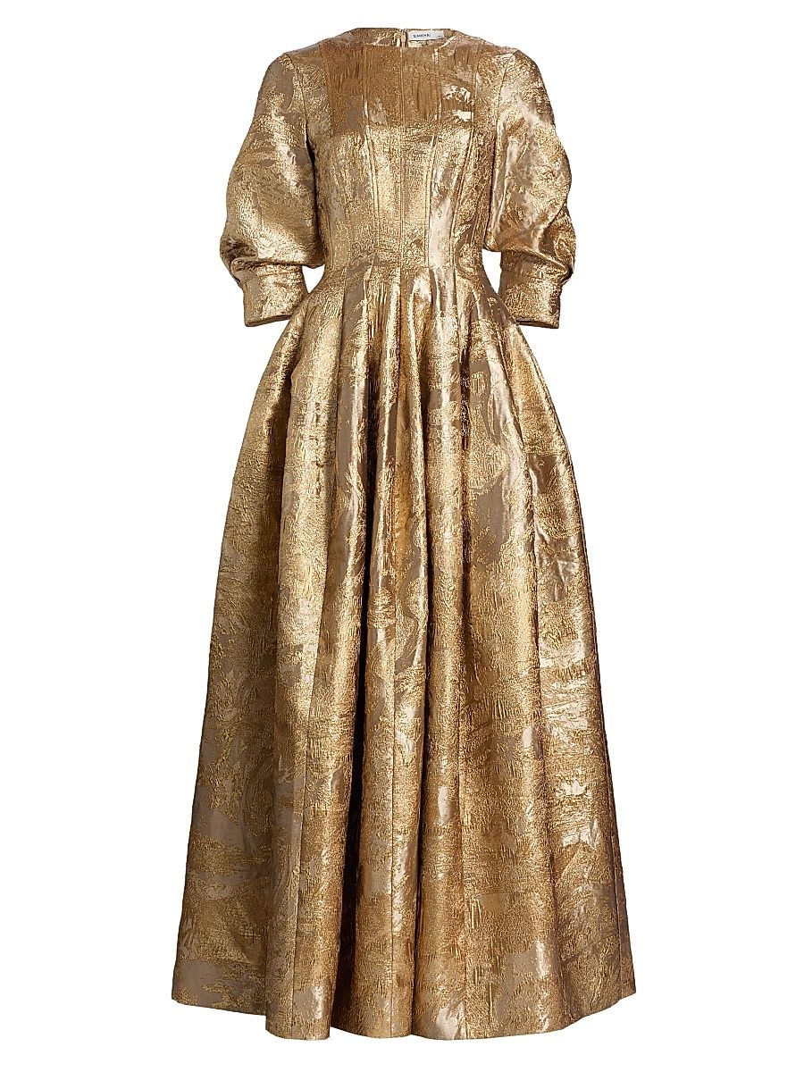 Women's Claravelle Metallic Floral Brocade Gown - Gold - Size 10