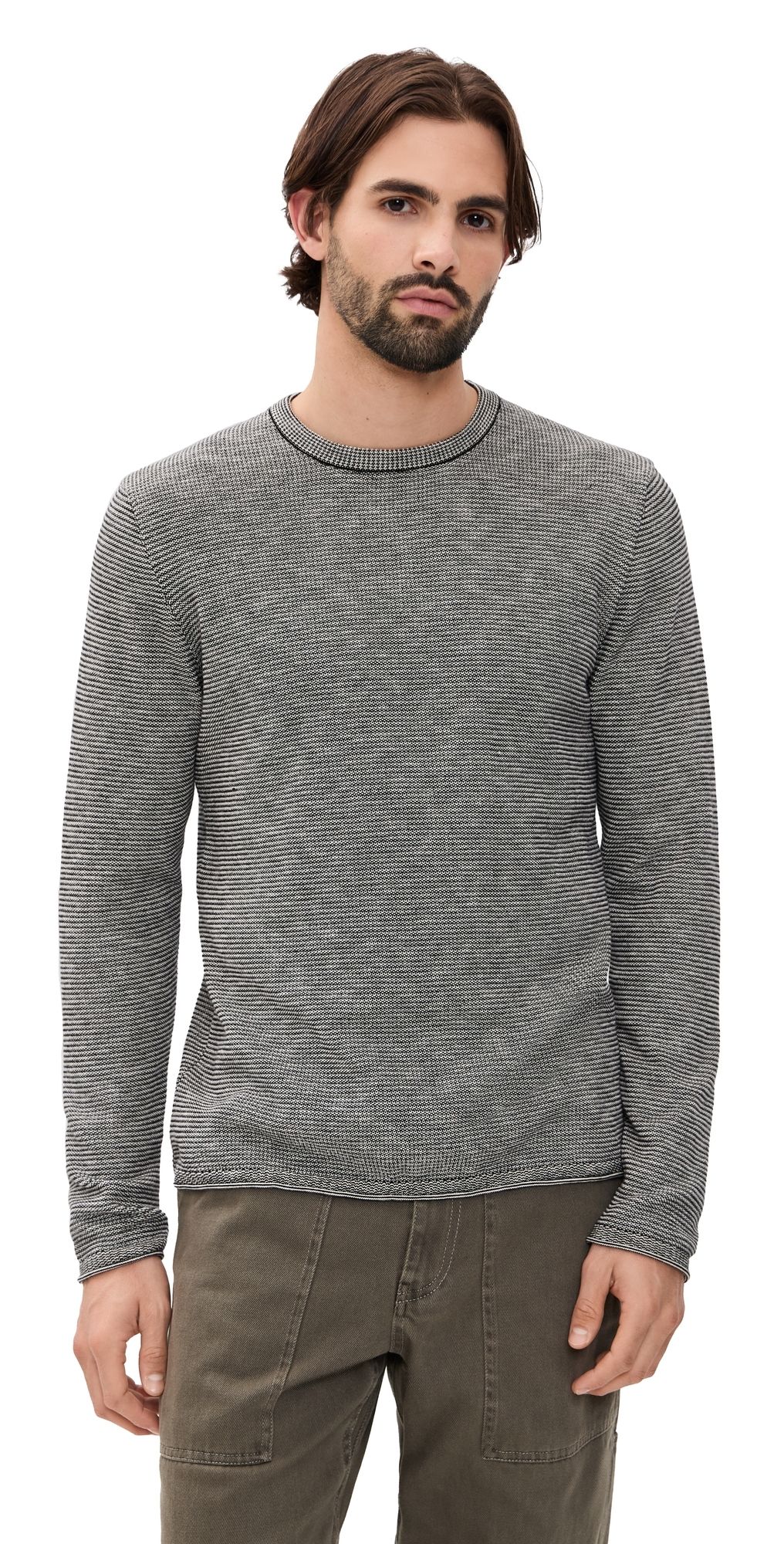 Billy Reid Tuck Stripe Crew Black XXL