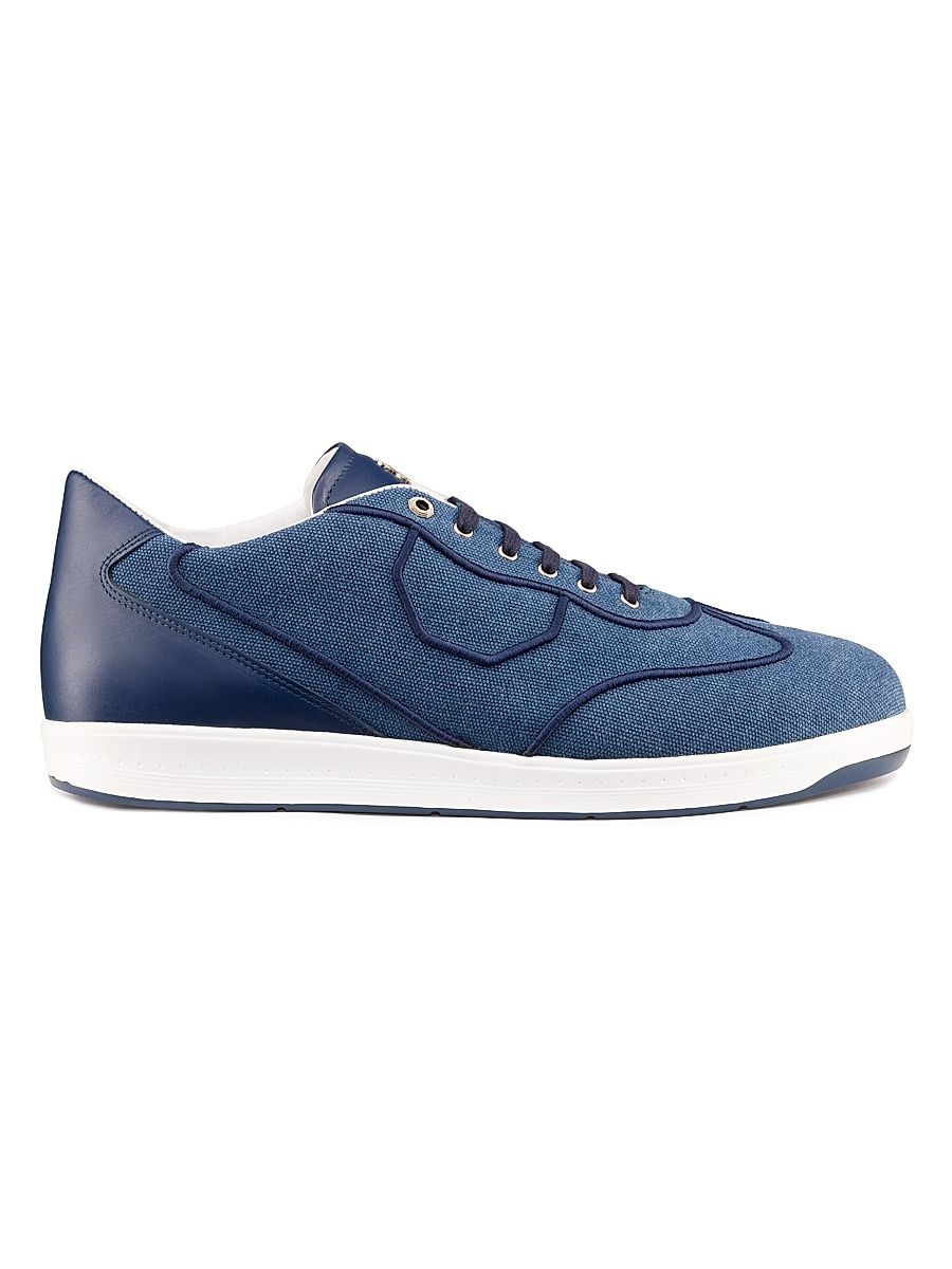 Men's Calf Leather Sneakers - Blue - Size 11