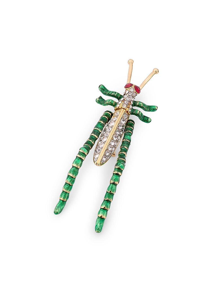 Women's Goldtone, Enamel & Glass Crystal Cricket Brooch - Two Tone Rhine