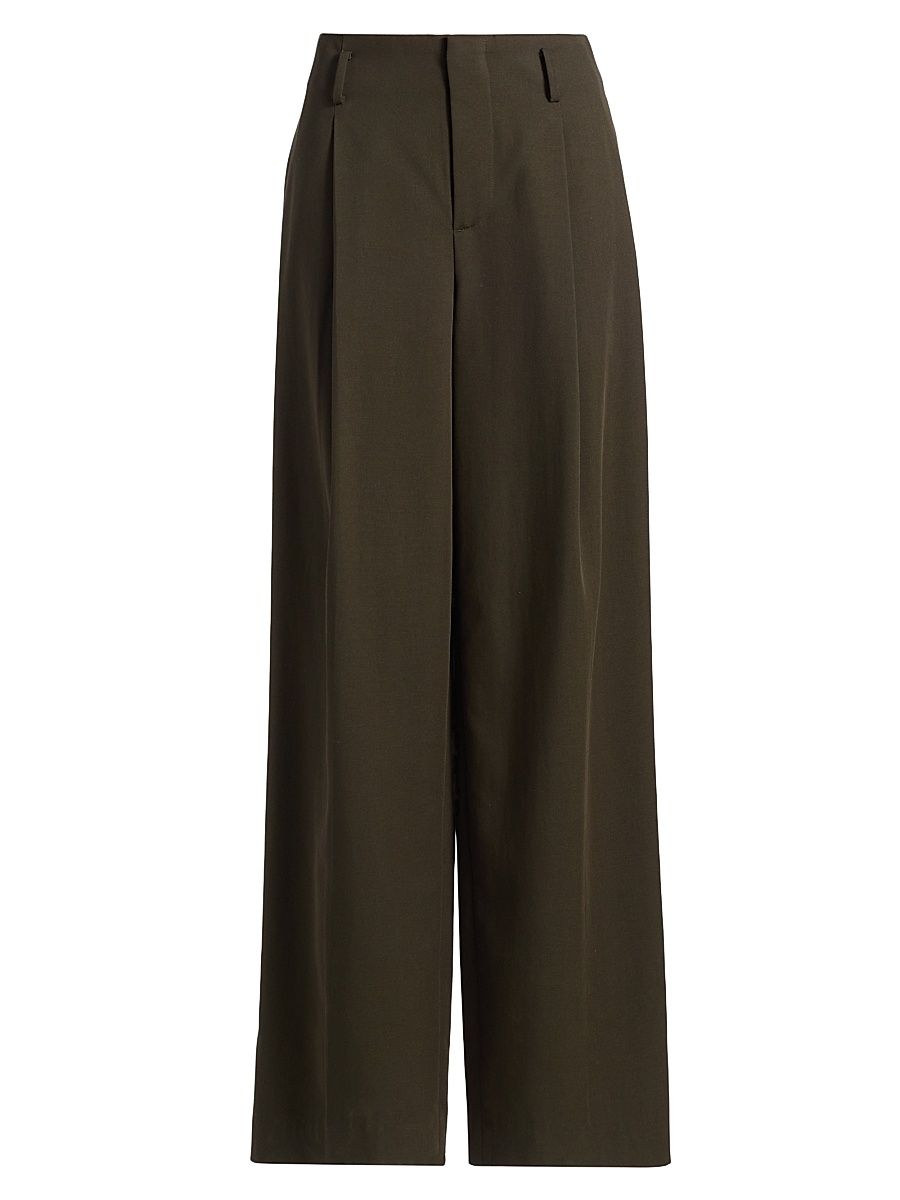 Women's Pleated High-Rise Trousers - Verde - Size 4