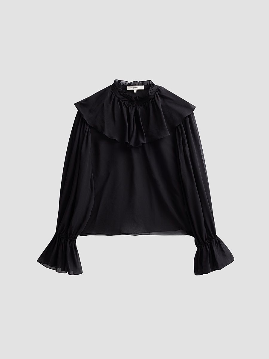 FRAME Women's The Soirée Silk Blouse - Black - Size Large