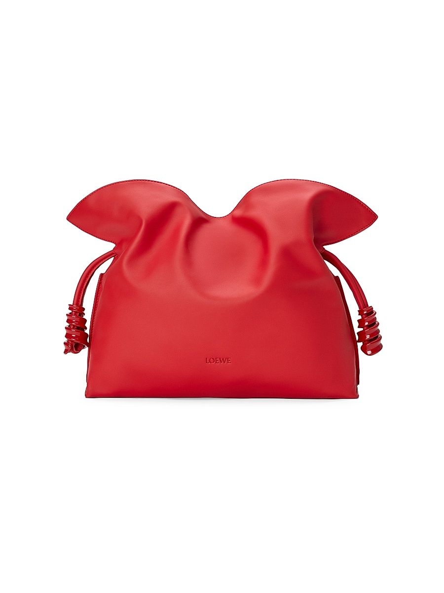 Women's Coil Flamenco Medium Leather Clutch - Scarlet Red