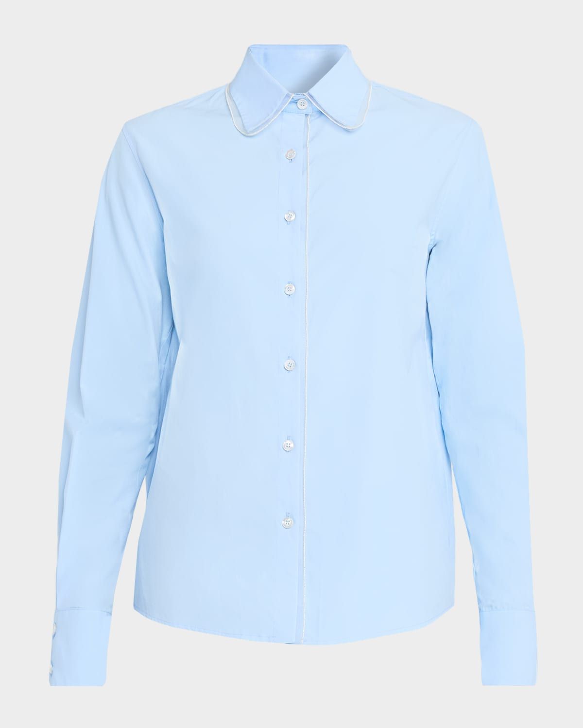 Tulle-Trim Cotton Poplin Shirt