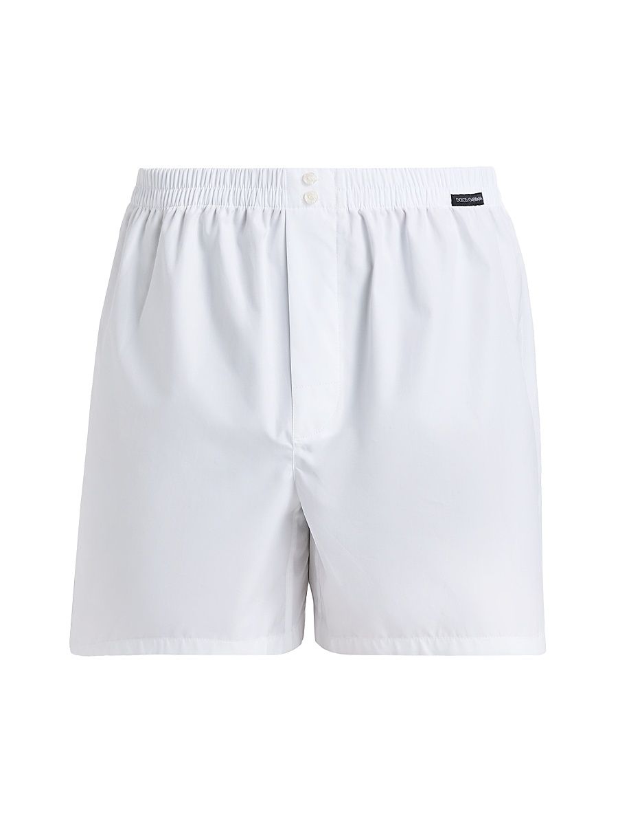 Men's Sporty Cotton Poplin Boxer Shorts - Bianco Ottico - Size XL