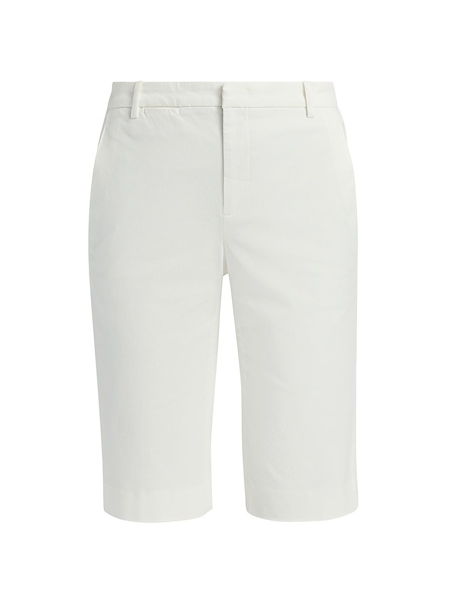 Women's Stretch-Cotton Mid-Rise Bermuda Shorts - Off White - Size 6