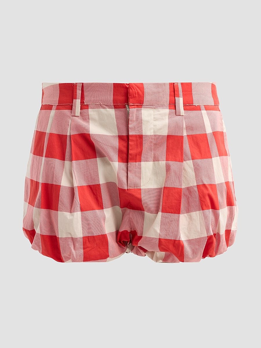 Women's Vicky Plaid Bubble Shorts - Geranium Gigham - Size Large