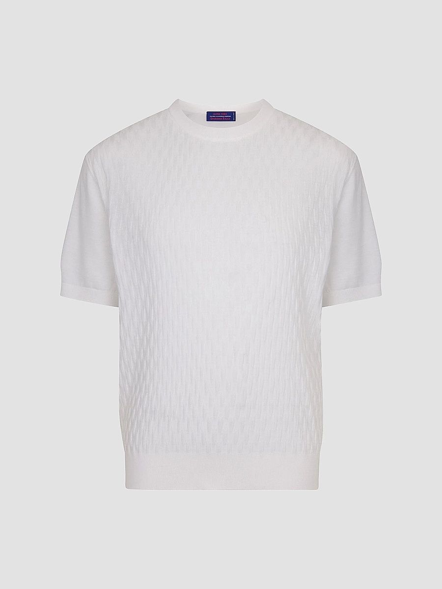 Stefano Ricci Men's Alpha Yarn Cashmere Knit Crewneck Sweater - White - Size 46