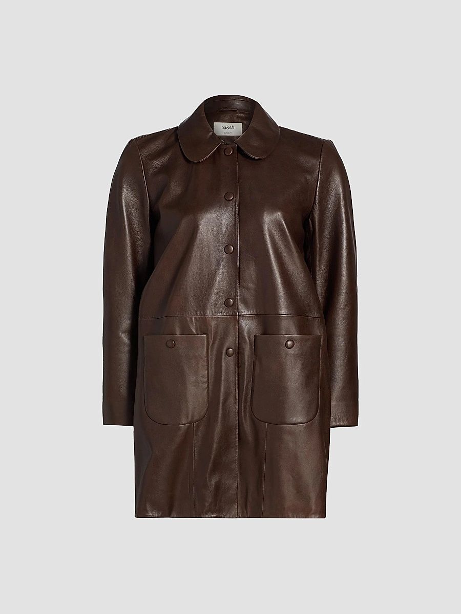 ba & sh Women's Madie Leather Coat - Marron - Size Large