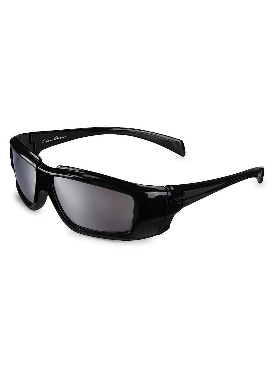Men's 55MM Mirrored Rectangular Sunglasses - Black