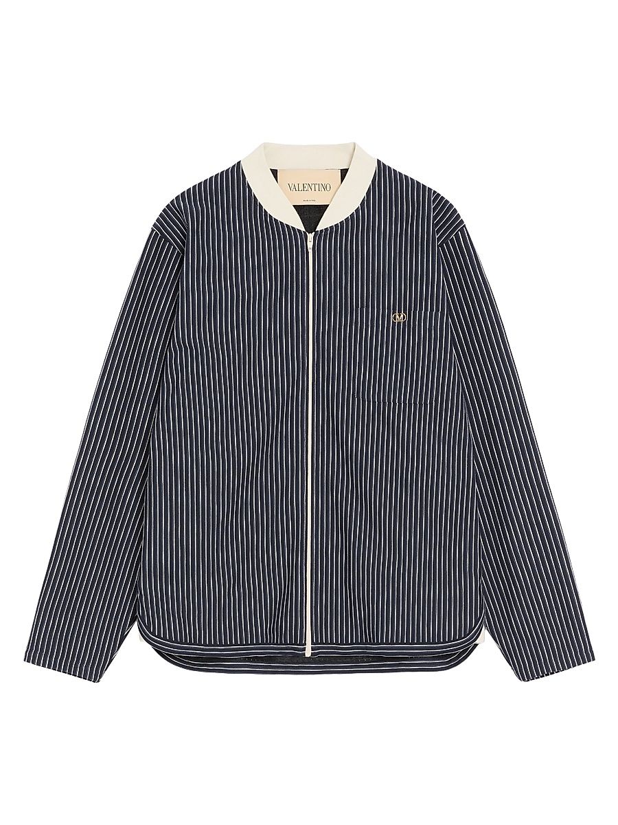 Men's Viscose Sweatshirt with Striped Vlogo - Navy Butter - Size Small