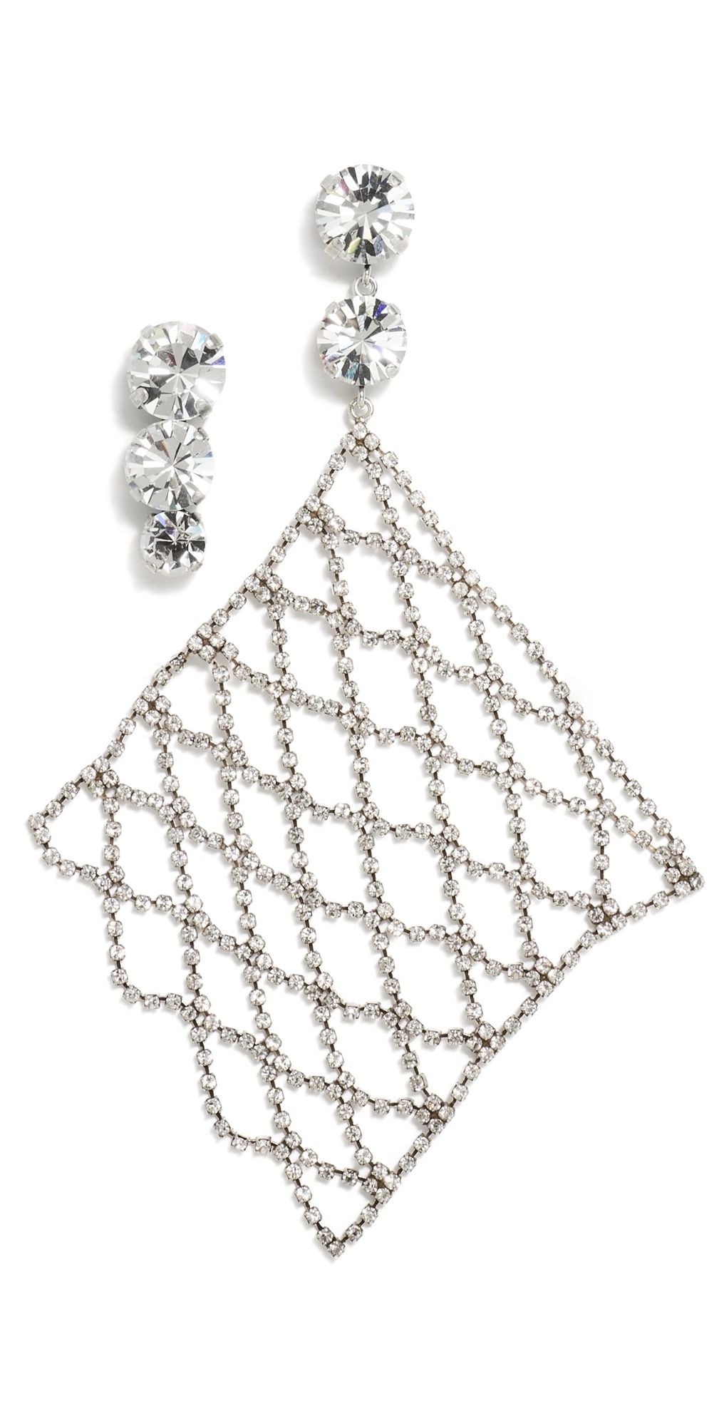 Isabel Marant Crystal Mesh Asymmetric Drop Earrings Transparent/Silver One Size