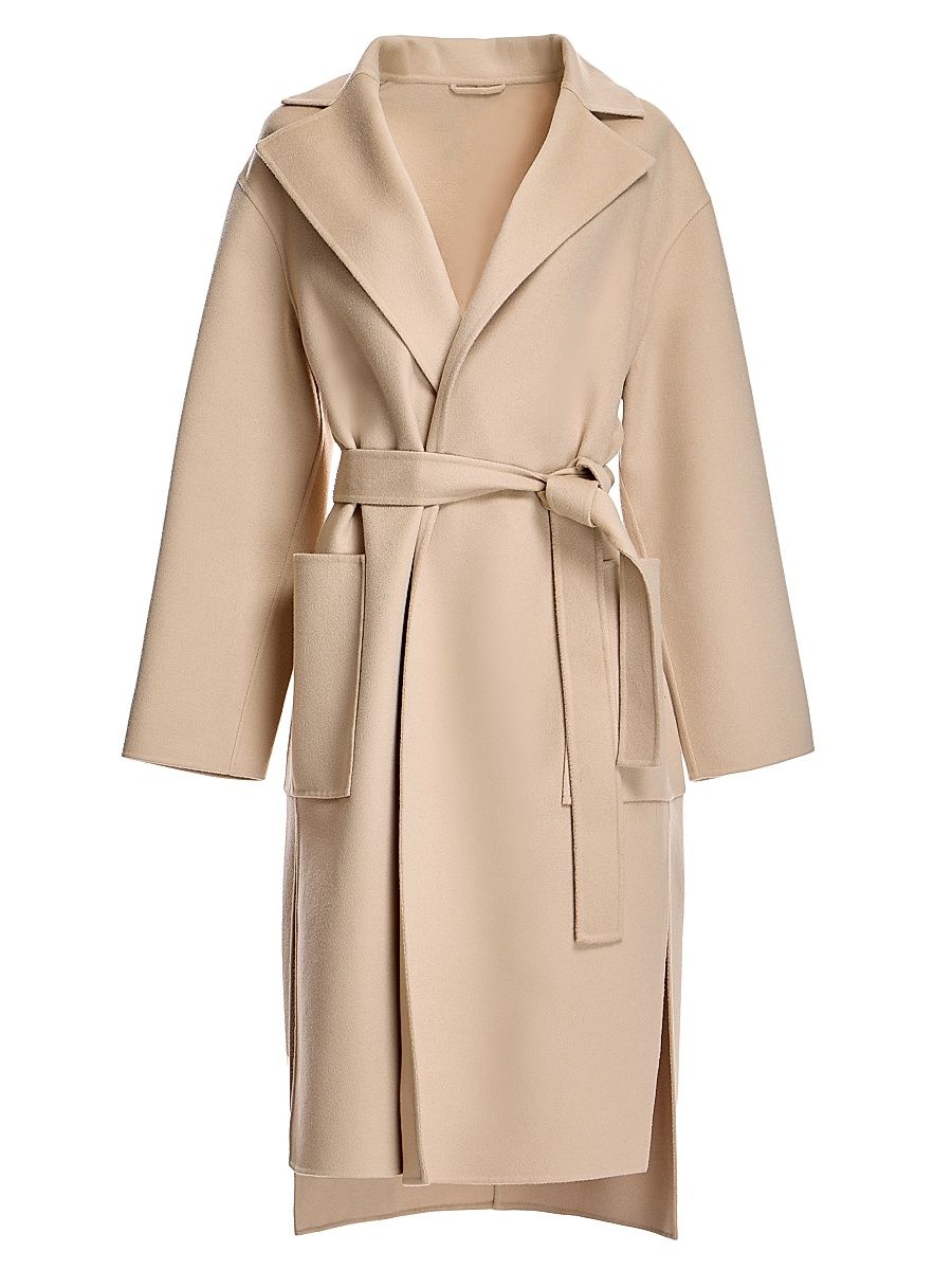 Women's Belted Wool & Cashmere Coat - Almond - Size Large