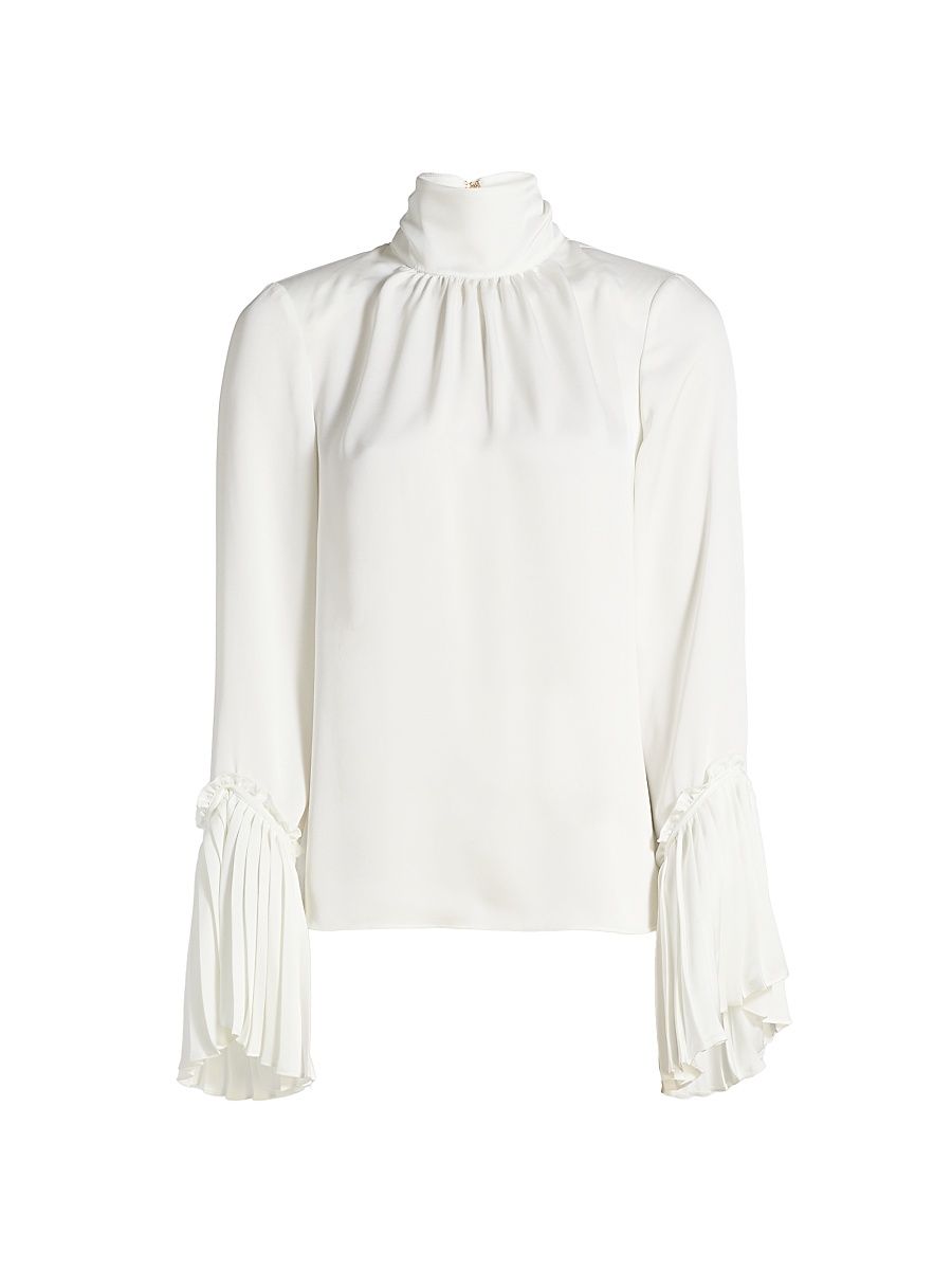 Women's Christy Pleated Long-Sleeve Top - Ivory - Size Medium