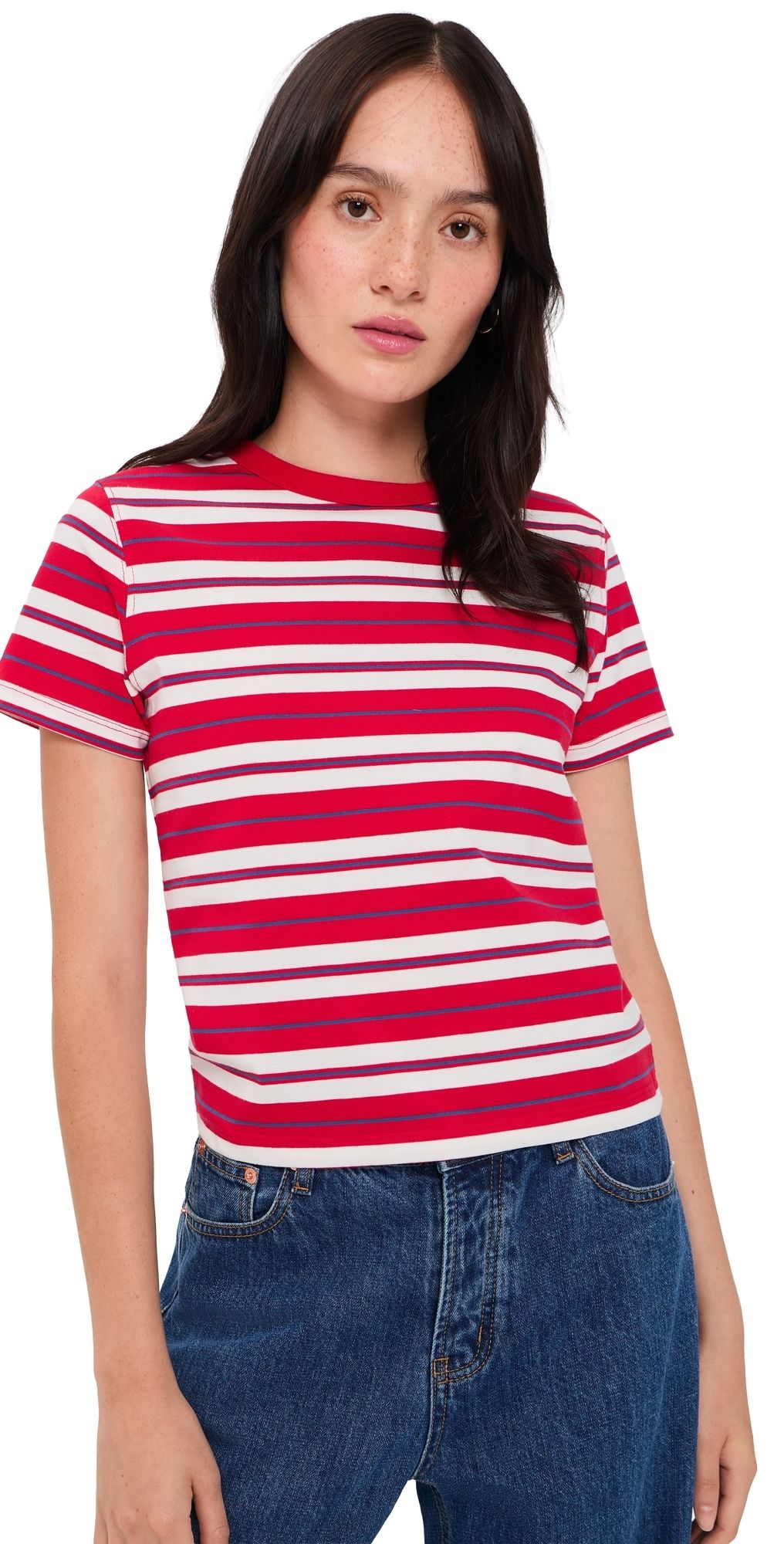 DAZE Zuma Crew Neck Tee Scarlet Stripe L