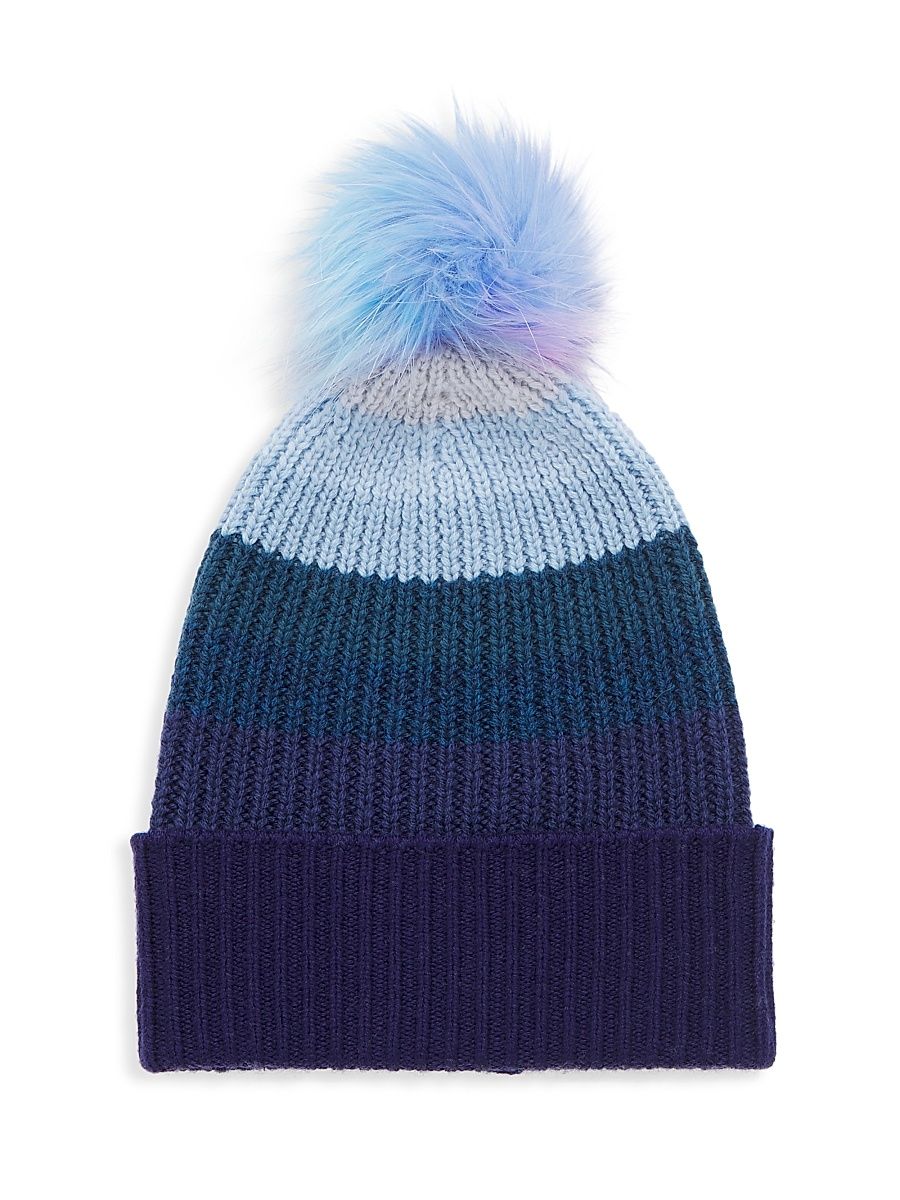 Girl's Carolyn Rowan x Stephanie Gottlieb Ombré Cashmere Beanie - Blue Ombre