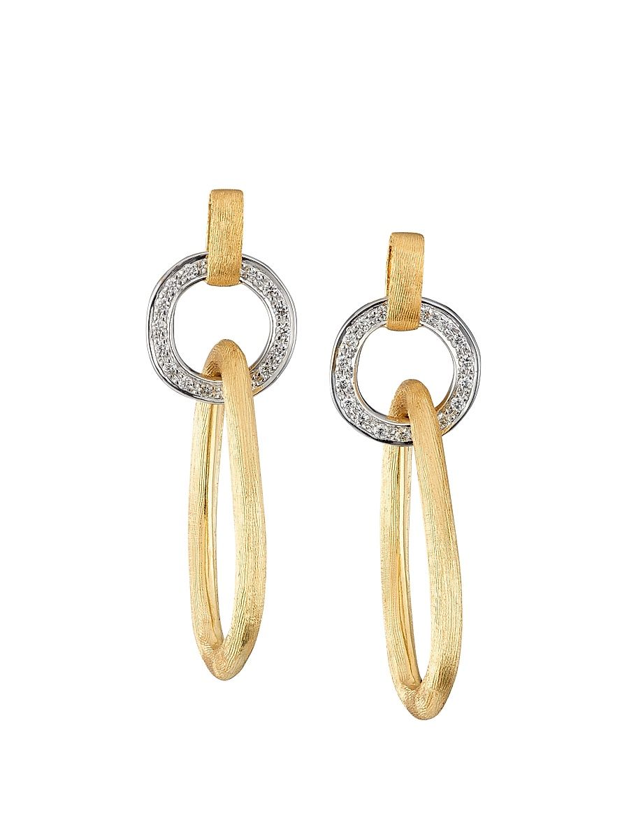 Women's Jaipur Two-Tone 18K Gold & 0.27 TCW Diamond Link Earrings - Yellow Gold