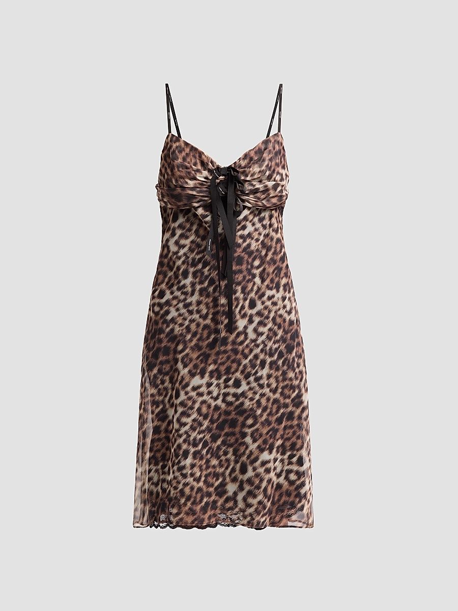 Women's Leopard-Print Slip Dress - Brown Multi - Size XS