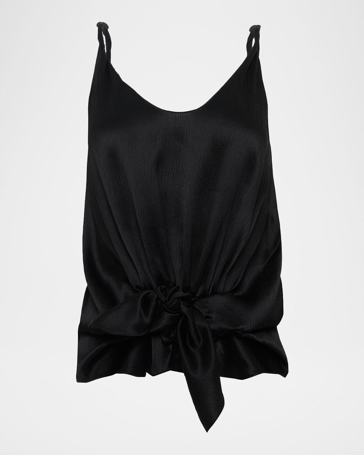 Knotted Crinkled Silk Tank Top