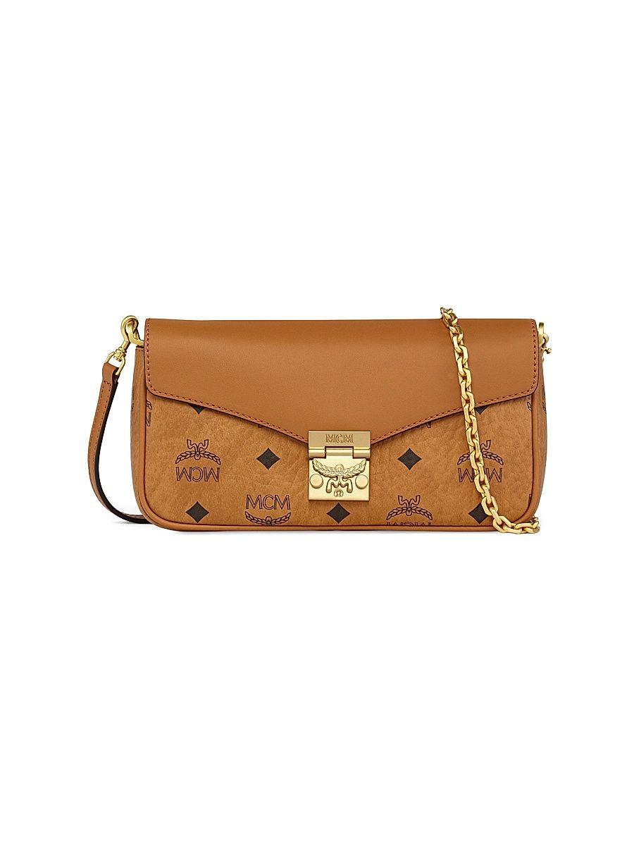 Women's Mini Tracy Visetos Canvas & Leather Crossbody Bag - Cognac