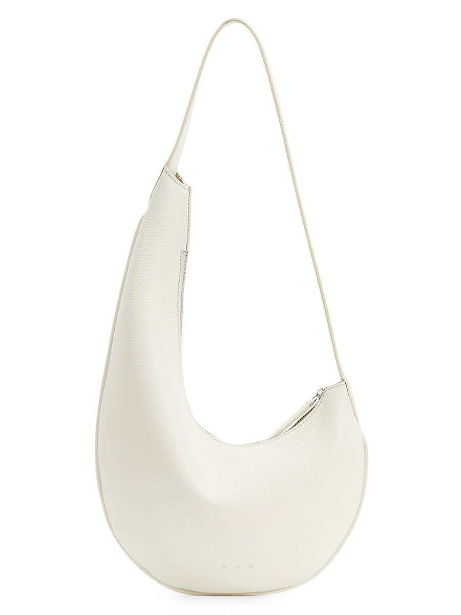 Women's Mini Lune Smooth Leather Hobo Bag - Grain White