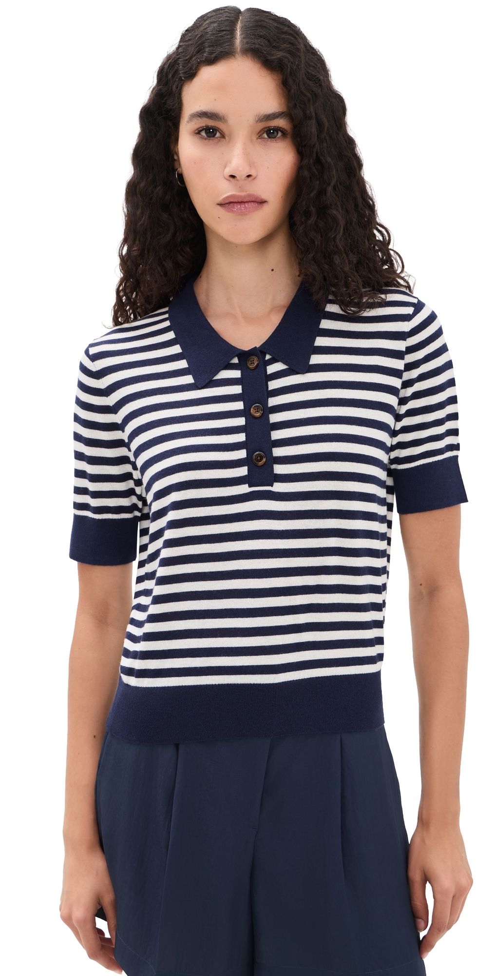Renggli Stripe Knit Polo Truffle/Ecru XS