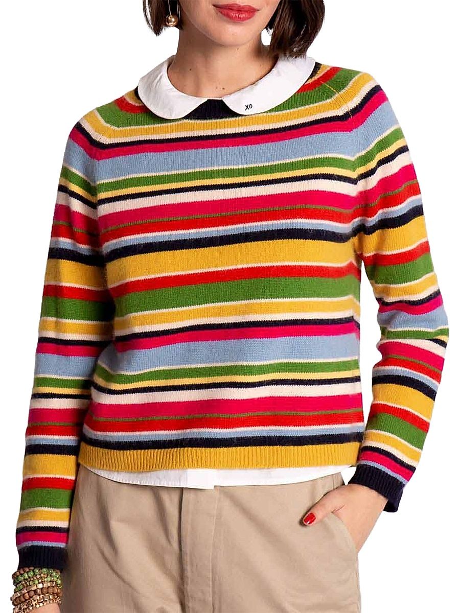 Women's James Striped Cotton-Cashmere Sweater - Size XL