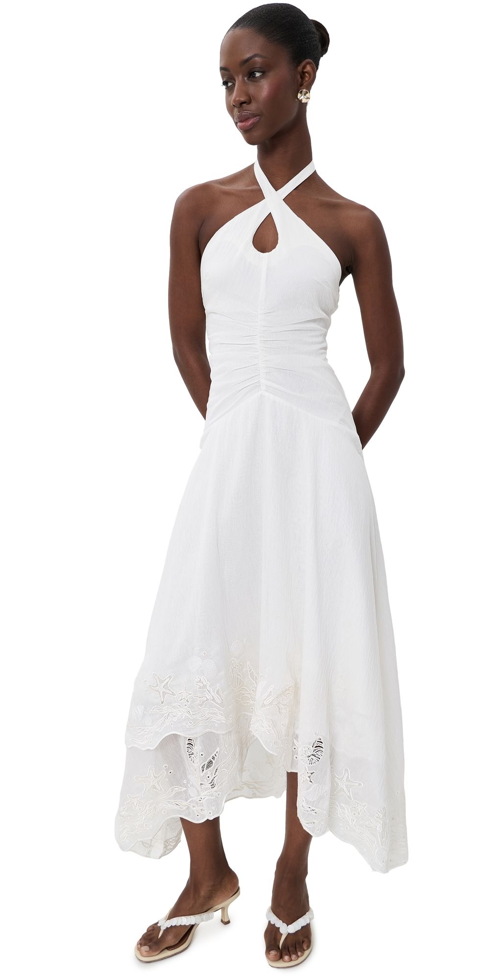 AMUR Romee Embroidered Maxi Dress Seed Pearl 8