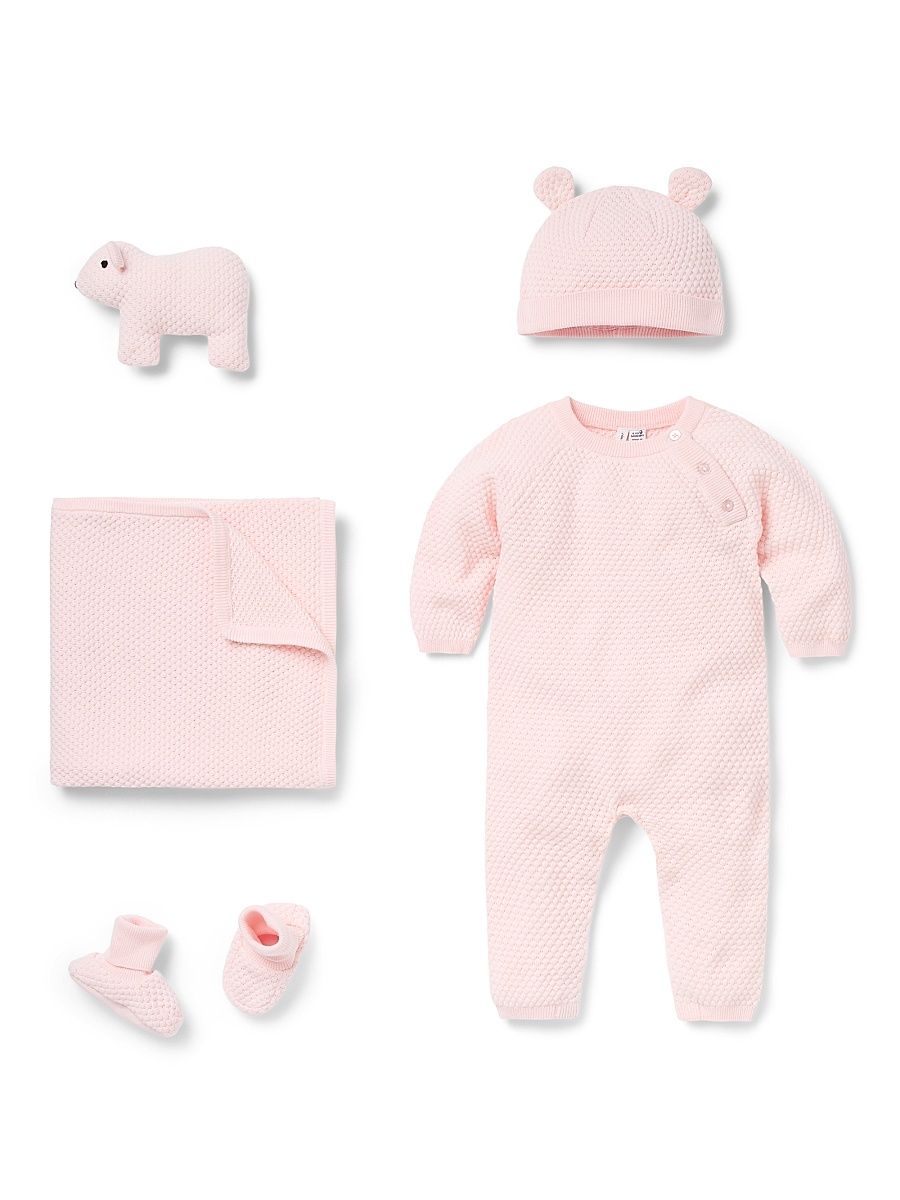Baby Girl's Textured Knit Coverall Set - Pink - Size 3 Months