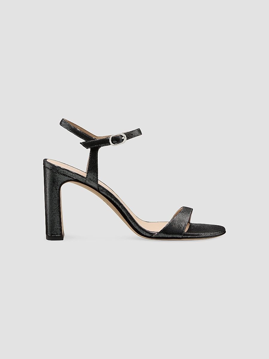 Stuart Weitzman Women's Babette 85MM Textured Leather Sandals - Silver - Size 9.5