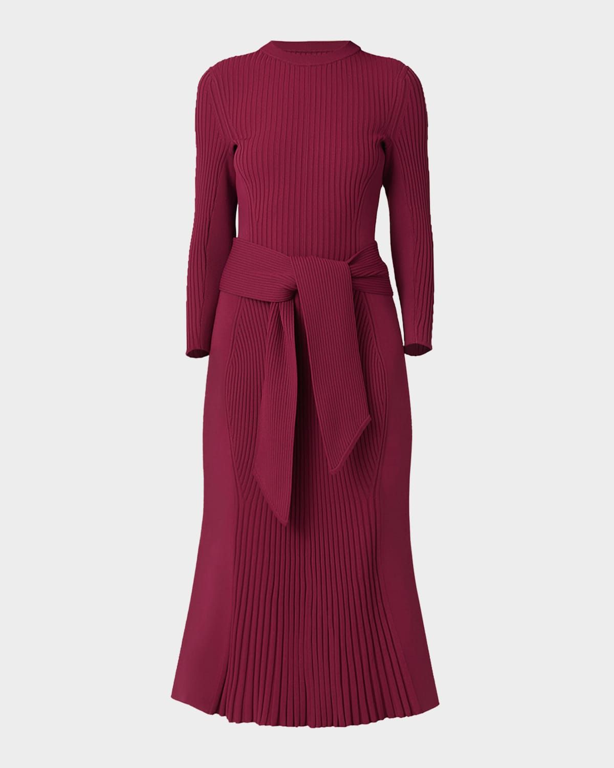 Sam Tie-Waist Rib Knit Mermaid Midi Dress