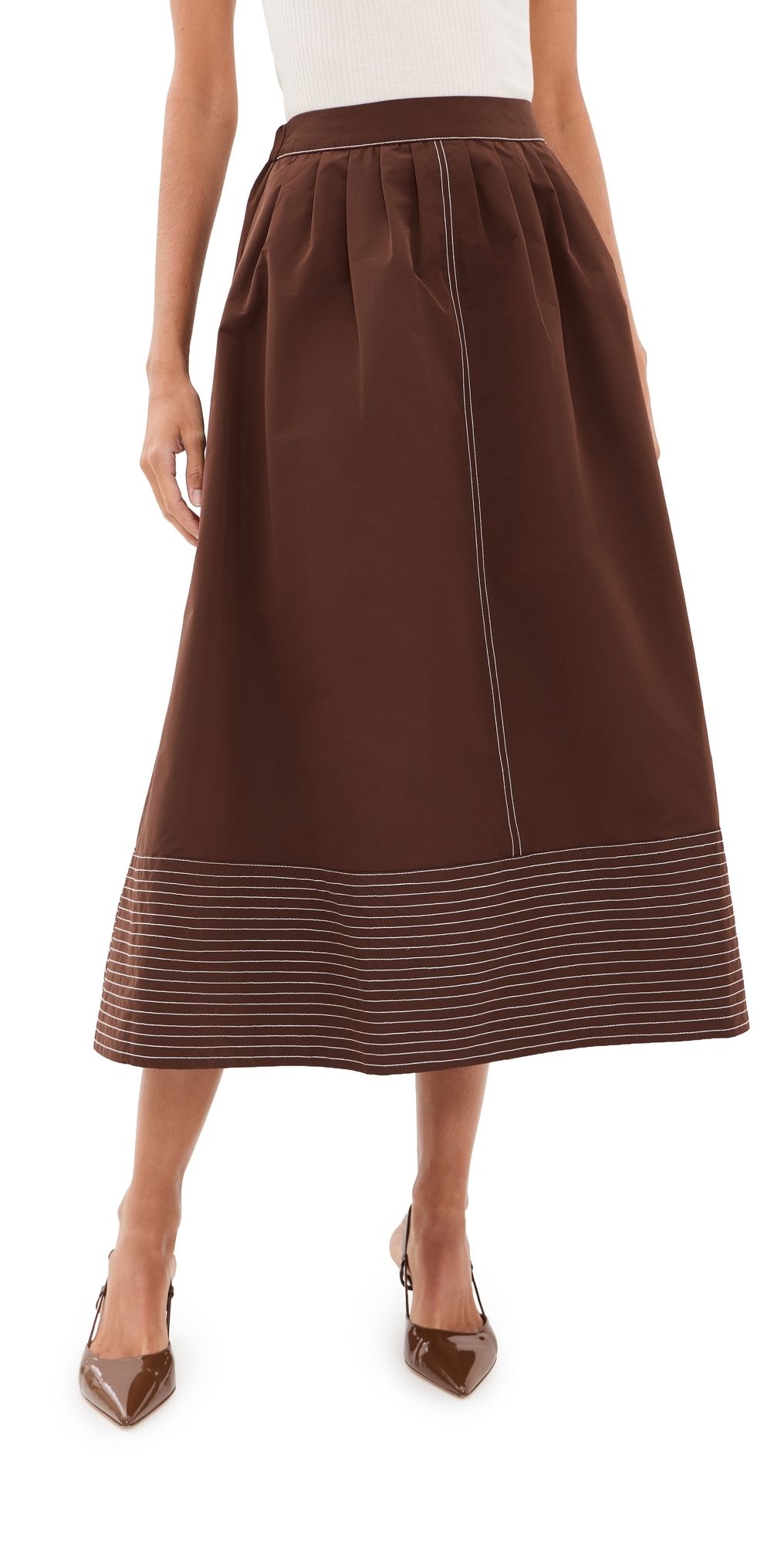Rosie Assoulin Paneled Hem Skirt Chocolate M