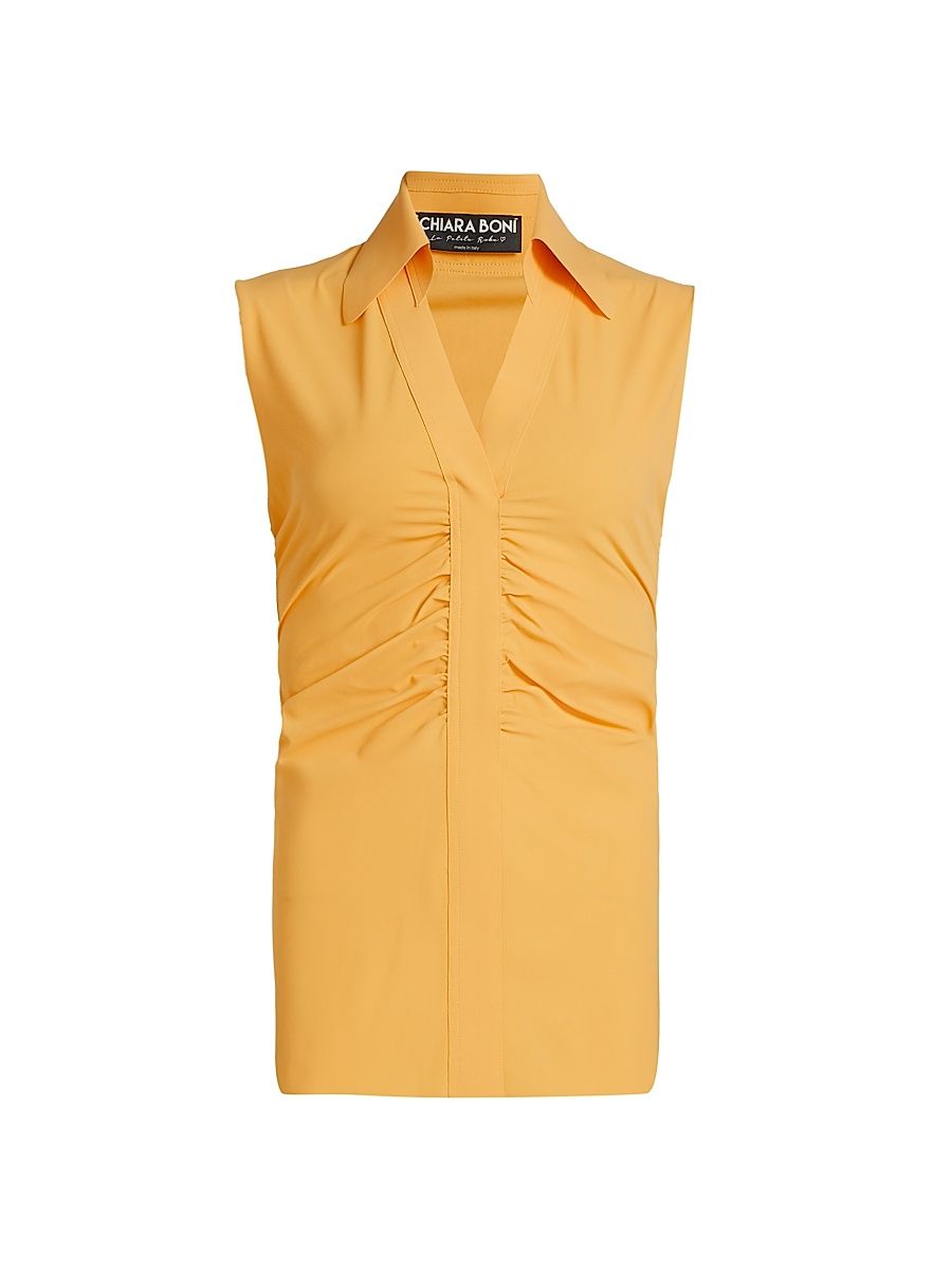 Women's Shohreh Ruched Jersey Sleeveless Top - Marigold - Size 8