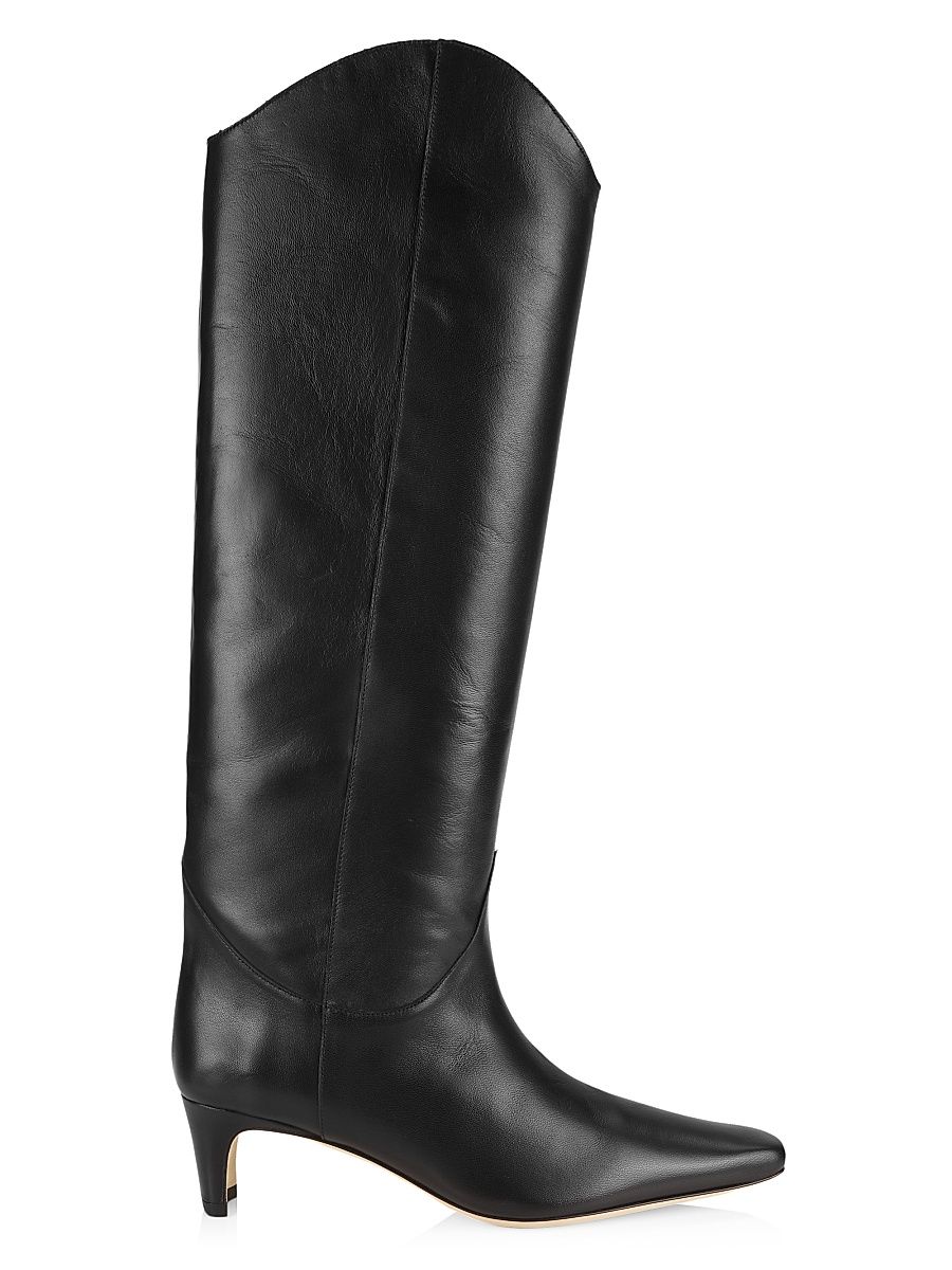 Women's Western Wally 50MM Leather Knee-High Boots - Black - Size 11