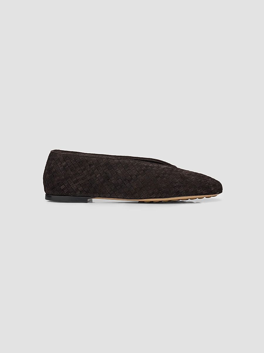 Women's Rosa Intrecciato Suede Ballet Flats - Espresso - Size 12