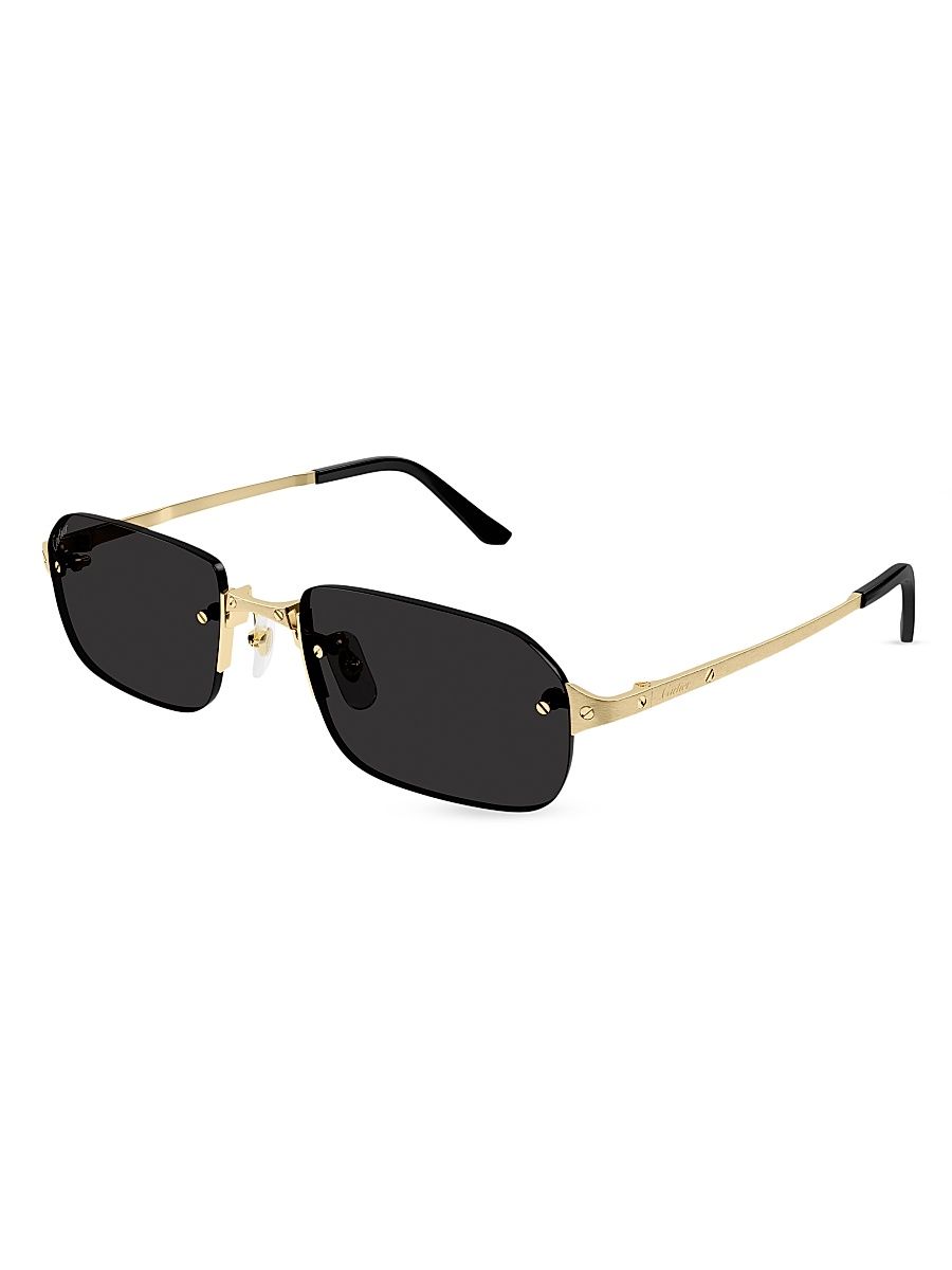 Men's Santos Classic 56MM Rectangular Sunglasses - Gold Black
