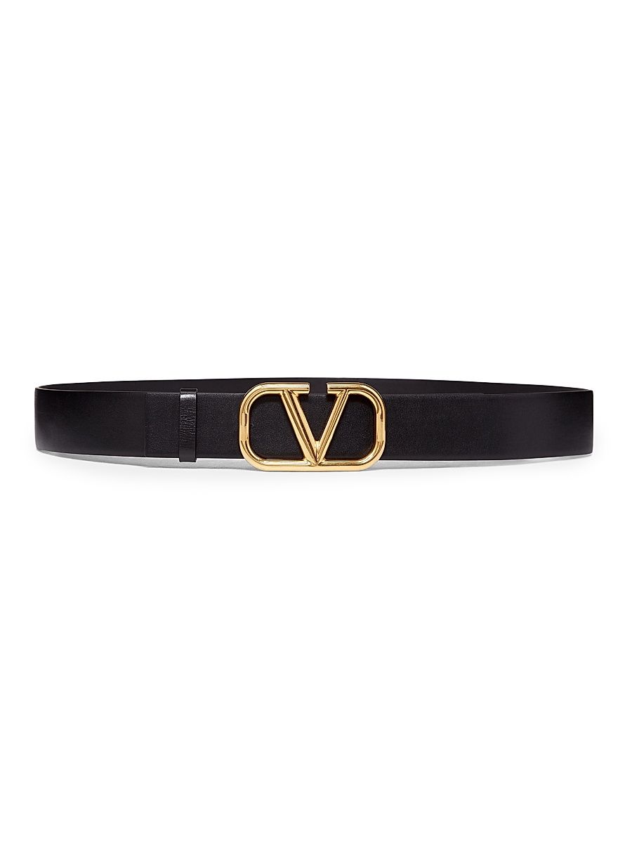 Men's VLogo Signature Calfskin Belt 40 MM - Black - Size 34