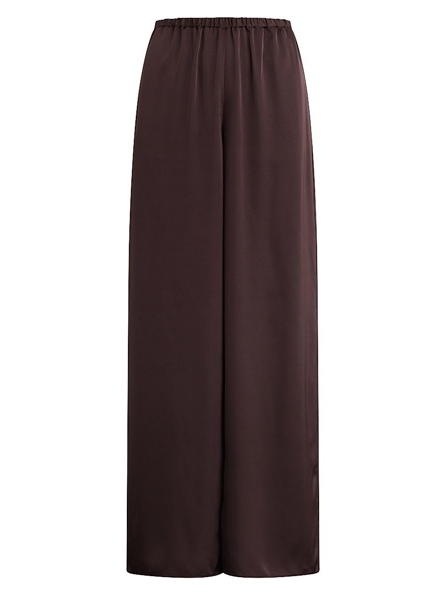 Women's The Everything Satin Wide-Leg Pants - Espresso - Size XS
